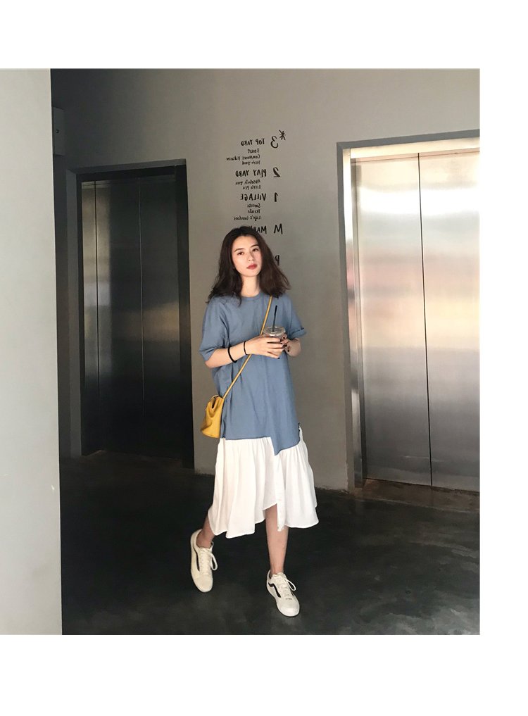 Phụ nữ mang thai mùa hè khâu váy cotton trong đoạn dài 2019 mới thời trang bà bầu Hàn Quốc váy hè - Áo thai sản quần áo bầu đẹp