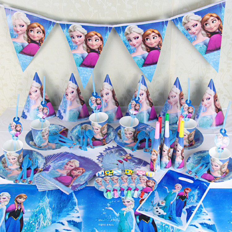 Frozen Aisha theme girl first birthday party scene layout decoration disposable tableware Aisha