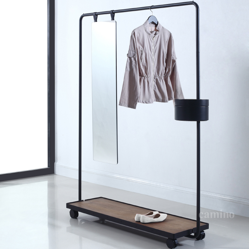CAMINO DOLORES MINIMALIST CLOTHING RACK MULTIFUNCTION FULL BODY MIRROR STORAGE CASE INTEGRATED CLOTHING RACK HANGER