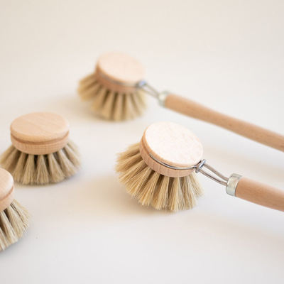 Iris Hantverk Swedish imported soft horsehair kitchen dishwasher brush, replaceable brush head, fine-mouthed threaded bottle brush