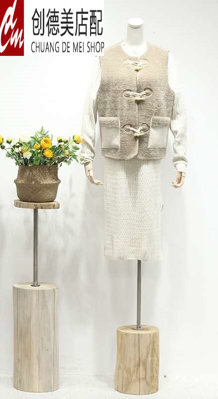 Clothing Store Han Edition Model Props Women's Clothing Shop Window Display People Desk Display Stands Wooden Pier Base Stainless Steel telescopic rods