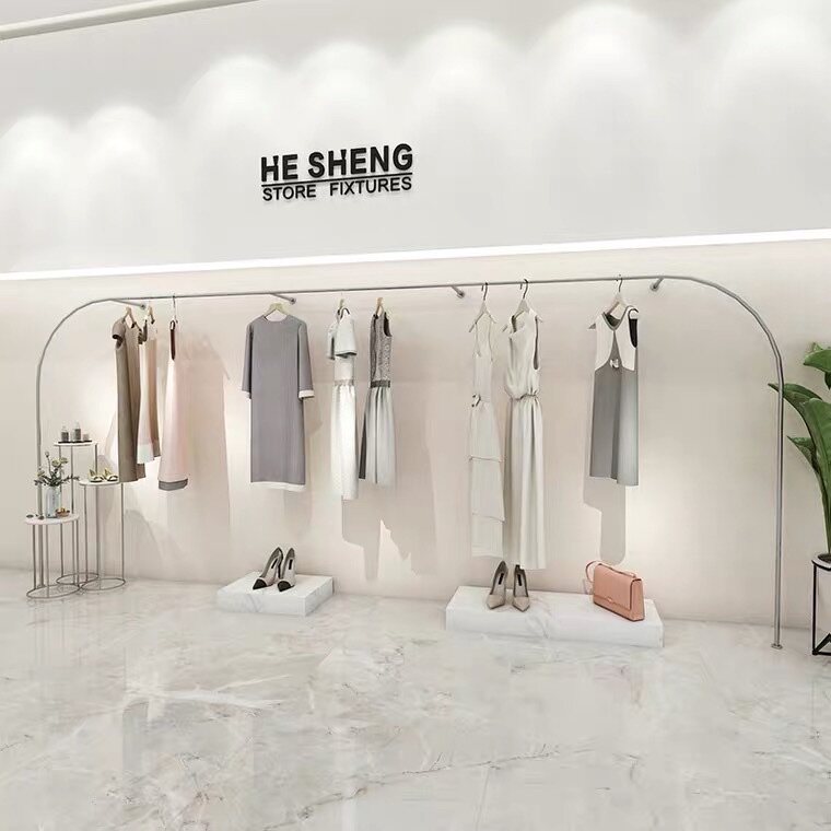 New Clothing Thickening Show Shelf Stainless Steel Upper Wall Floor Shelves Fashion Men And Women Special Wall Hanging Hanger