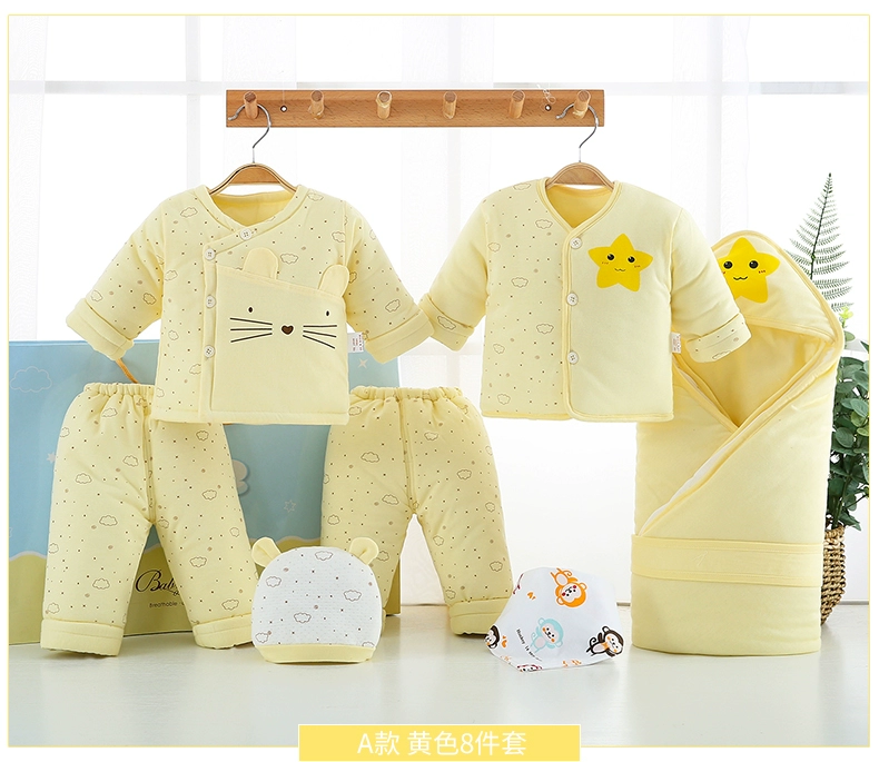 Mùa thu và mùa đông mẫu quần áo cotton độn quần áo trẻ em hộp quà tặng cotton sơ sinh 0-3 tháng 6 đồ dùng cho mẹ và bé