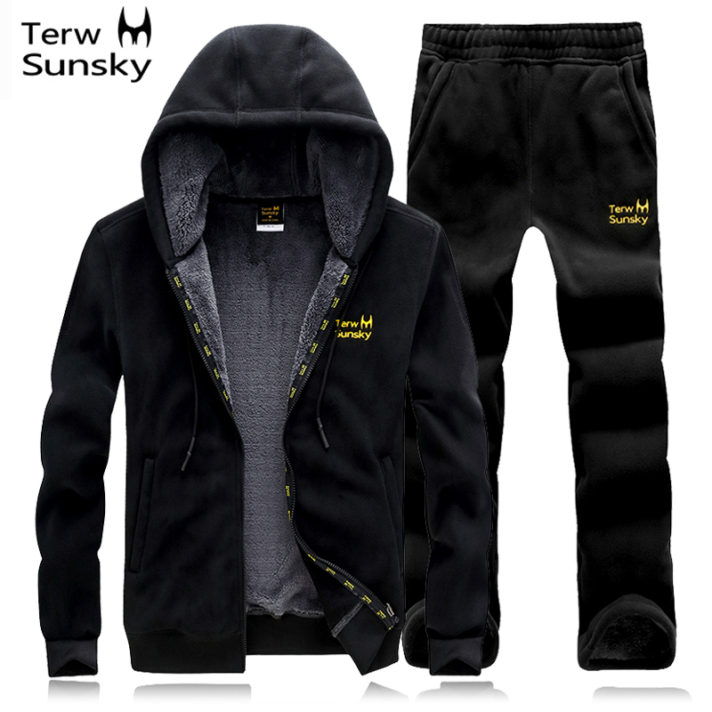 Winter plus suede thickened suit outdoor sport Two sets of catch suede casual suit men even hat cardiff jacket