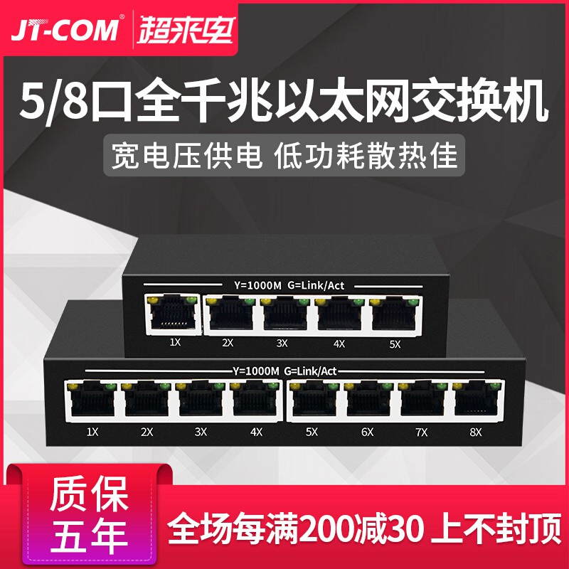 5 Port 8 Port full gigabit trillion ether network switch DC12V power supply security monitoring household wire flow