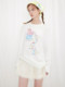 Soirreverie White Rainbow Candy Print Thin Sun Protection Long-Sleeved T-Shirt Basic Versatile Round Neck Top for Women