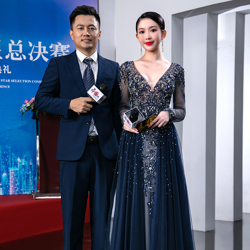 Evening dress skirt 2022 new women's long style elegant temperament luxury heavy industry banquet annual meeting dress niche high-end summer