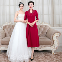 Wedding mom gown for older ladies 2021 new young happy mother-in-law wedding banquet Noble Tandem Dress Fall