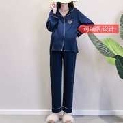 Tháng quần áo mùa hè cho con bú quần áo mỏng gạc bà bầu đồ ngủ bà mẹ mùa xuân và mùa thu cotton sau sinh phục vụ nhà phù hợp với mùa thu - Giải trí mặc / Mum mặc