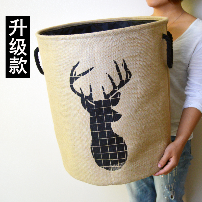 Nordic extra-large cotton and linen cloth dirty clothes basket foldable dirty clothes storage basket basket bracket storage bucket laundry basket