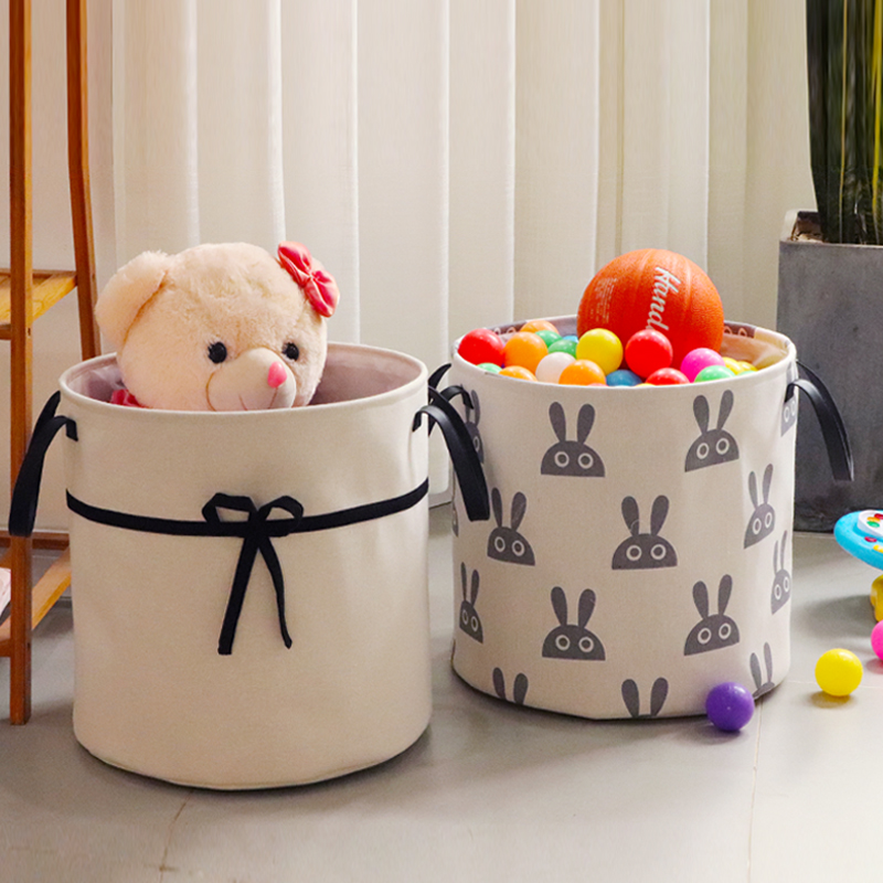 Plain Time Cotton Hemp Cloth Art Large Number Dirty Laundry Basket Dirty Clothes Containing Basket Toy Containing Bucket Home Foldable-Taobao