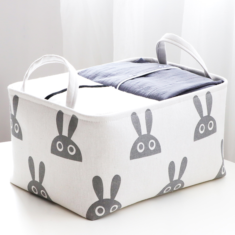 Cotton fabric collection basket folds clothes container box desktop container box debris toy snack collection basket