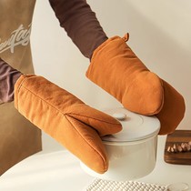 布艺厨房棉麻加棉加厚防烫隔热手套多用途烤箱烘焙专用耐高温可挂