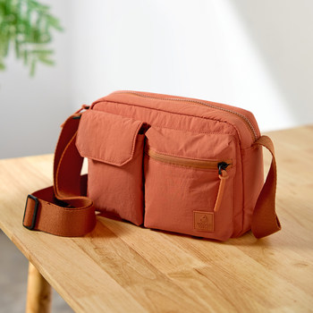 Fouvor Ultra-Light Canvas Multi-Pocket Commuter Phone Bag Unisex Japanese and Korean Style Crossbody Bag Orange Small Bag