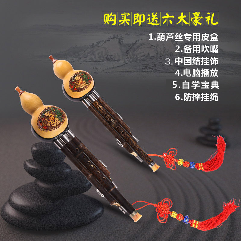 Cucurbit Silk Beginnics C Cut B Tone National Musical Instrument Natural Purple Bamboo Real Gourd Delivery Box Self Study Treasure Trou Pawn
