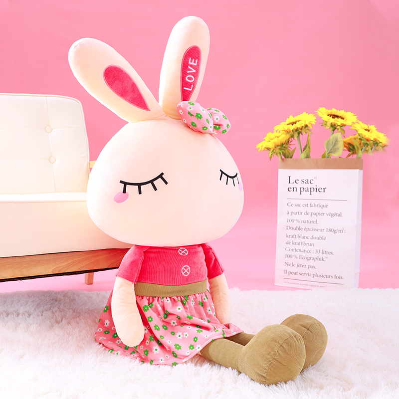 Rabbit Plush Doll Cute Girl Little White Rabbit Cloth Doll Pillow Sleeping with doll paparazzi girl soft rabbit rabbit