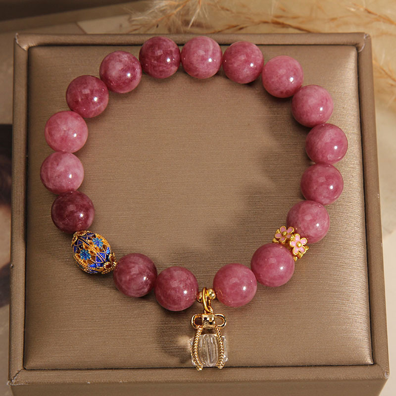 Pink Tourmaline Bracelet for Women, Niche Light Luxury with a High-End Feel, White Crystal Gift Pendant Bracelet, Gift for Girlfriend or Best Friend
