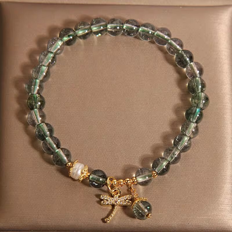 New Chinoiserie Green Ghost Bracelet for Women, Accessible Luxury Niche, Exquisite and Sweet Dragonfly Pendant Bracelet, Gift