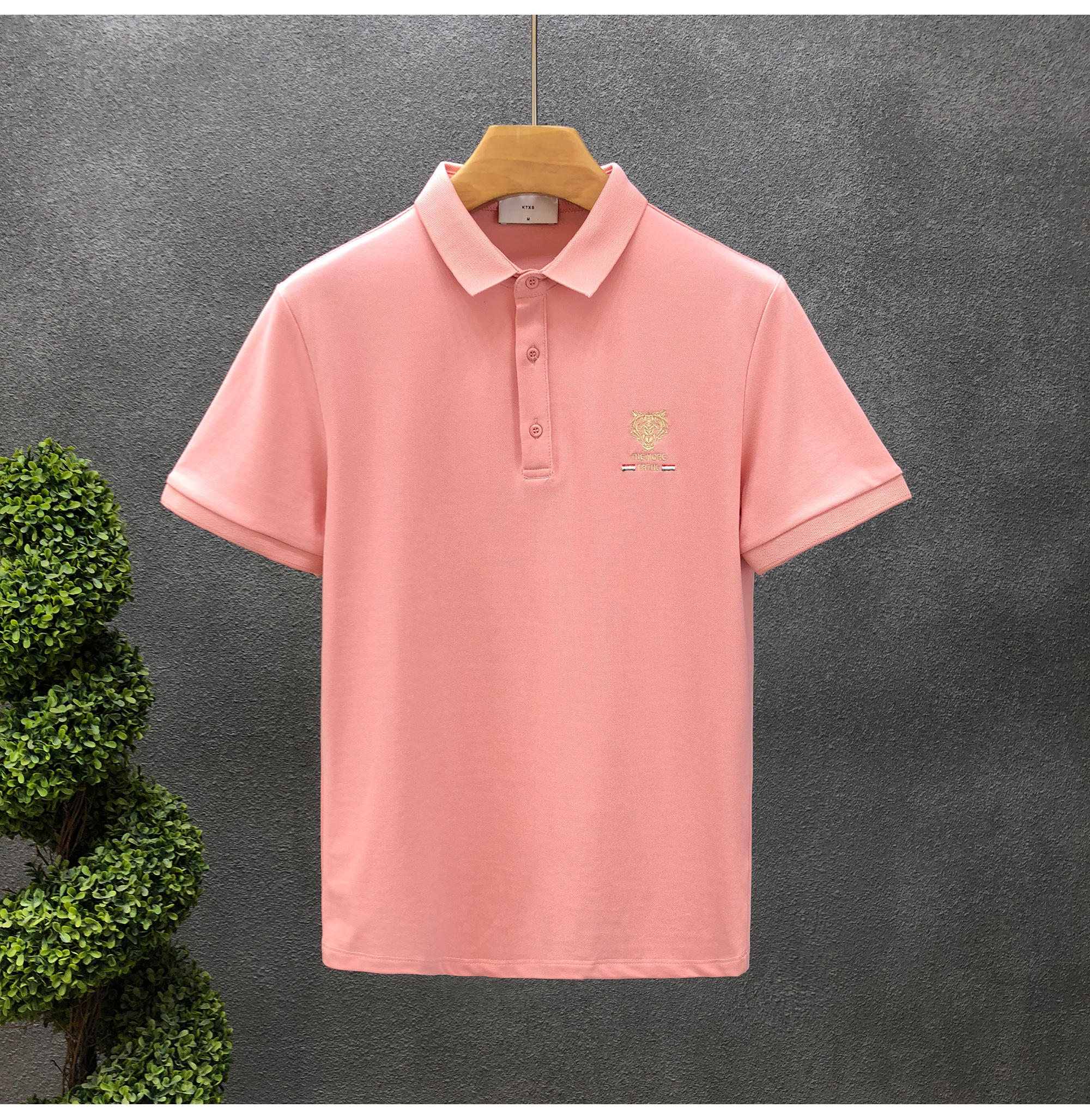 Gesticktes Hemd mit Polokragen, trendiges Sommer-T-Shirt für Herren, lässiges Kurzarmshirt, vielseitiges Halbarmshirt_voghion.com