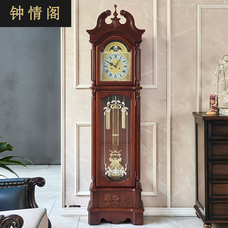 Polaris European floor clock new Chinese retro vertical clock living room American villa clock mechanical large pendulum clock