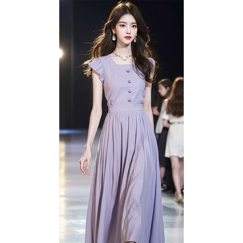 2026 New High-End, Beautiful and Unique Long Dress with Elegant Ladylike Style, High-End Purple Sleeveless Dress for Women in Summer
