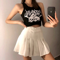 European and American style sexy short open waist INS Harajuku style sports fitness cheerleading womens vest skull print