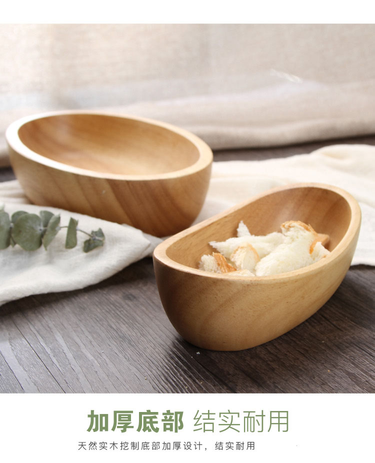Nhật bản tự nhiên gỗ hình bầu dục tấm thuyền loại sáng tạo đĩa trái cây snack salad bát gỗ khay tùy chỉnh chữ đồ gia dụng gỗ