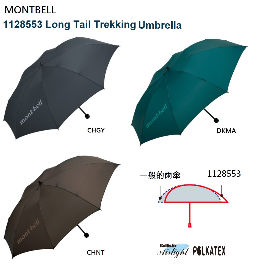 Montbell Long Tail Trekking Umbrella Ultra Light Windproof Umbrella 145g