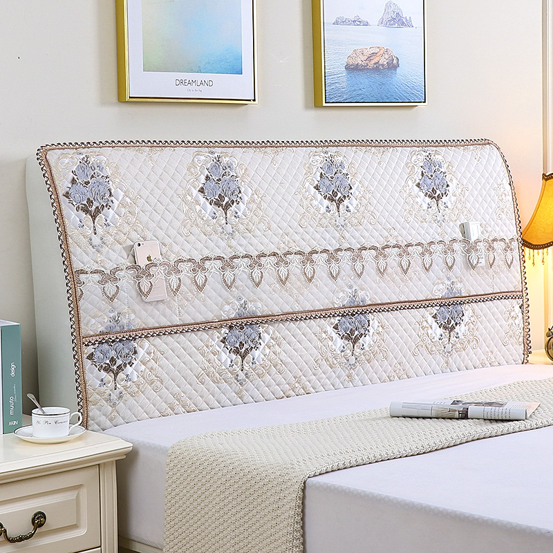 Bed head cover all-pack thickening and cotton Nordic style arc bed head cover Universal bed head cover can be removed