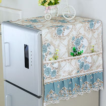 Refrigerator cover oil and dust cover cotton linen lace fabric refrigerator washing machine cover cloth cover Microwave oven cover towel single open