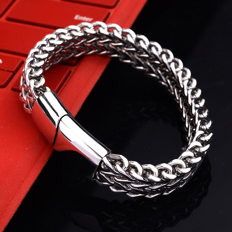 Hip-hop bracelet personality Han bracelet men titanium steel bracelet hegemony widens silver bracelet tide