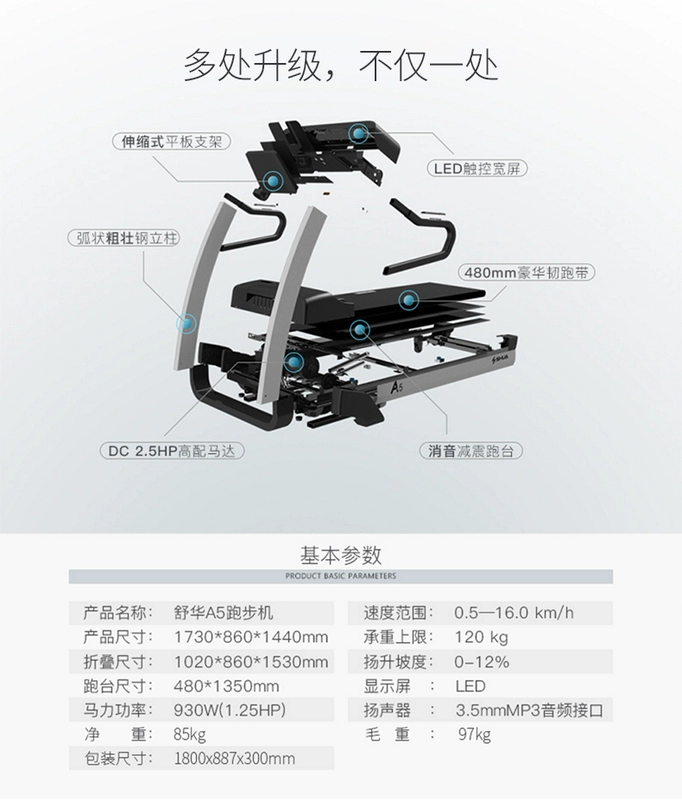 Máy chạy bộ Shuhua A5 nhà cực kỳ êm ái hấp thụ sốc trong nhà Máy chạy bộ thông minh gấp SH-5500 - Máy chạy bộ / thiết bị tập luyện lớn