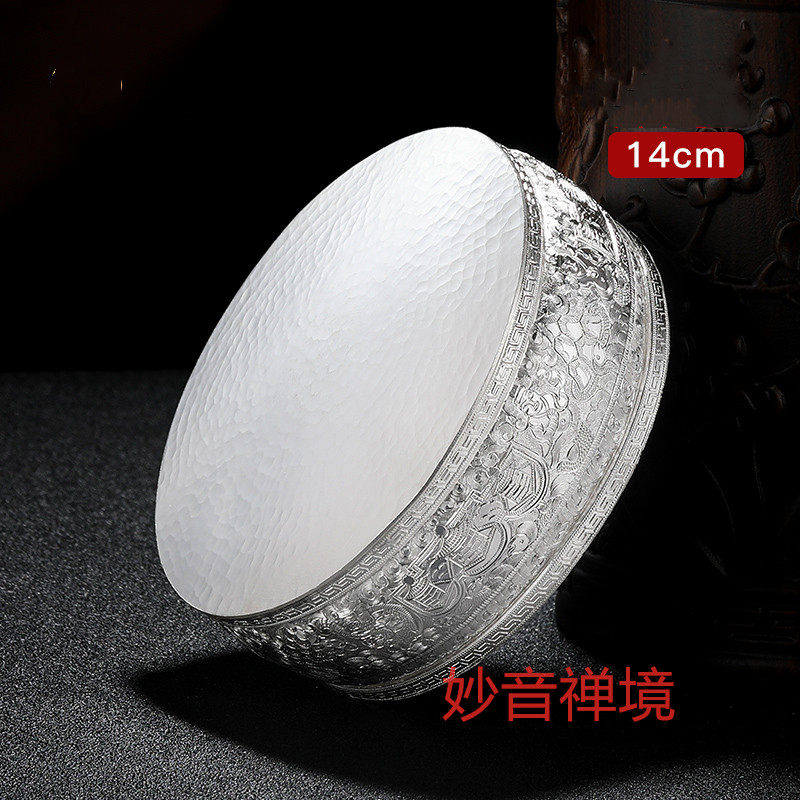 S999 pure silver Manza plate thirty - seven piles of drawings Manchester tea plate eight auspicious Manza disc 14cm Manza