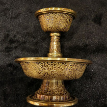 Nepalese fine carved Dharma protector cup with eight auspicious patterns