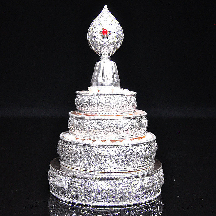 Pure silver sterling silver Manza plate eight auspicious sterling silver Xiang carvings for Manza repair plate silver Mandala 10cm