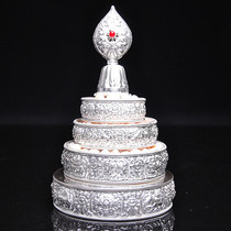 Foot silver sterling silver Manza plate eight auspicious sterling silver auspicious carvings for Manza repair tray silver Mancha Luo 10cm