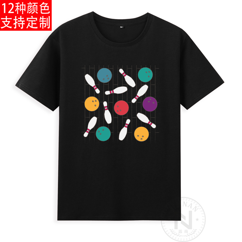 Pure Cotton Sports Competition Bowling Short-Sleeve T-Shirt Adult Clothing Available in Children's Sizes Trendy