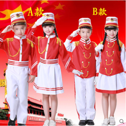 The new kindergarten flag-raising clothing drum team clothing primary and secondary school students band clothing flag-raising clothing flag-hand clothing drum clothing