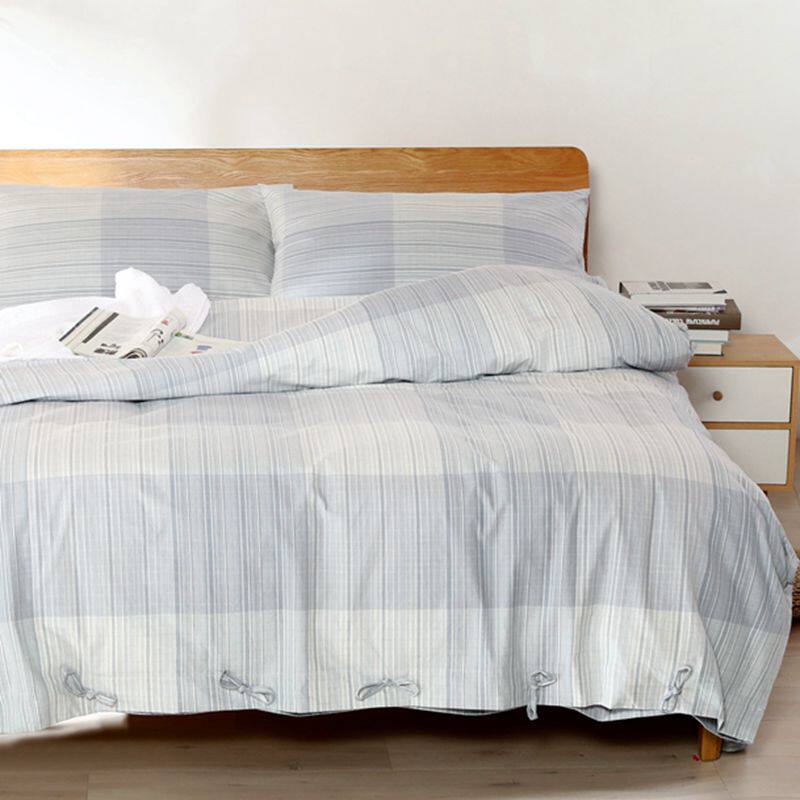 (Same as the counter) Combed cotton old coarse cloth four-piece set pure cotton simple bedding sheets 21 cotton high luxury