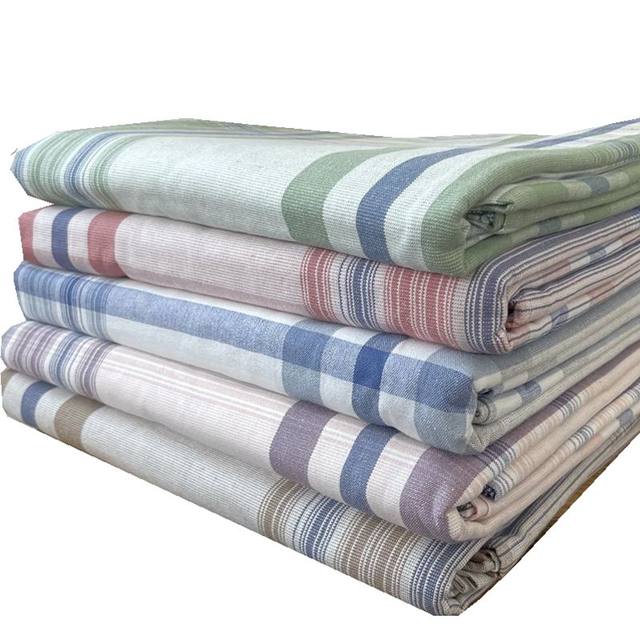 Strong goods ~ Pure cotton old coarse cloth sheets single piece simple plaid ice-bright sweat-absorbing and thickened three-piece set for four seasons
