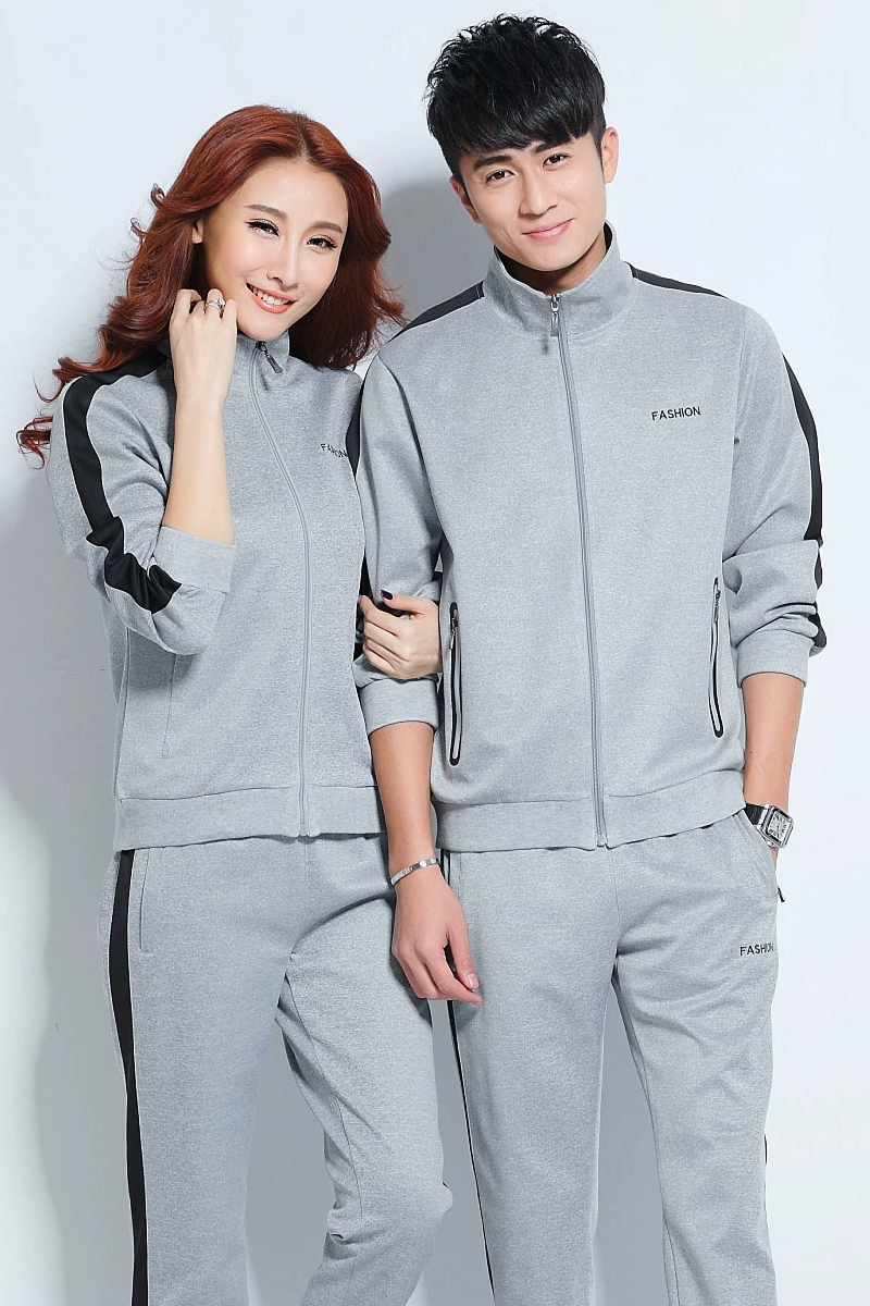 Bộ đồ thể thao nam chạy bộ mùa xuân và mùa thu sinh viên nữ mùa thu đôi cộng với bộ đồ thể thao hai mảnh nhung đồ đôi nam nữ đẹp