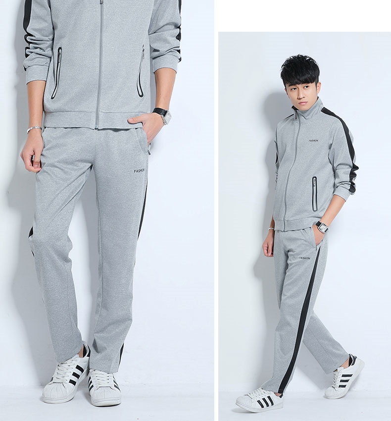 Bộ đồ thể thao nam chạy bộ mùa xuân và mùa thu sinh viên nữ mùa thu đôi cộng với bộ đồ thể thao hai mảnh nhung đồ ngủ nam