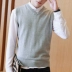 Áo len nam mùa xuân và len dệt kim thời trang trẻ trung vest đen nam Dệt kim Vest