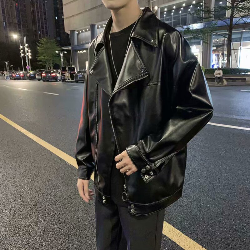 Men's Leather Jacket Short Style Spring and Autumn 2026 New Trendy Biker Jacket Cool and Stylish