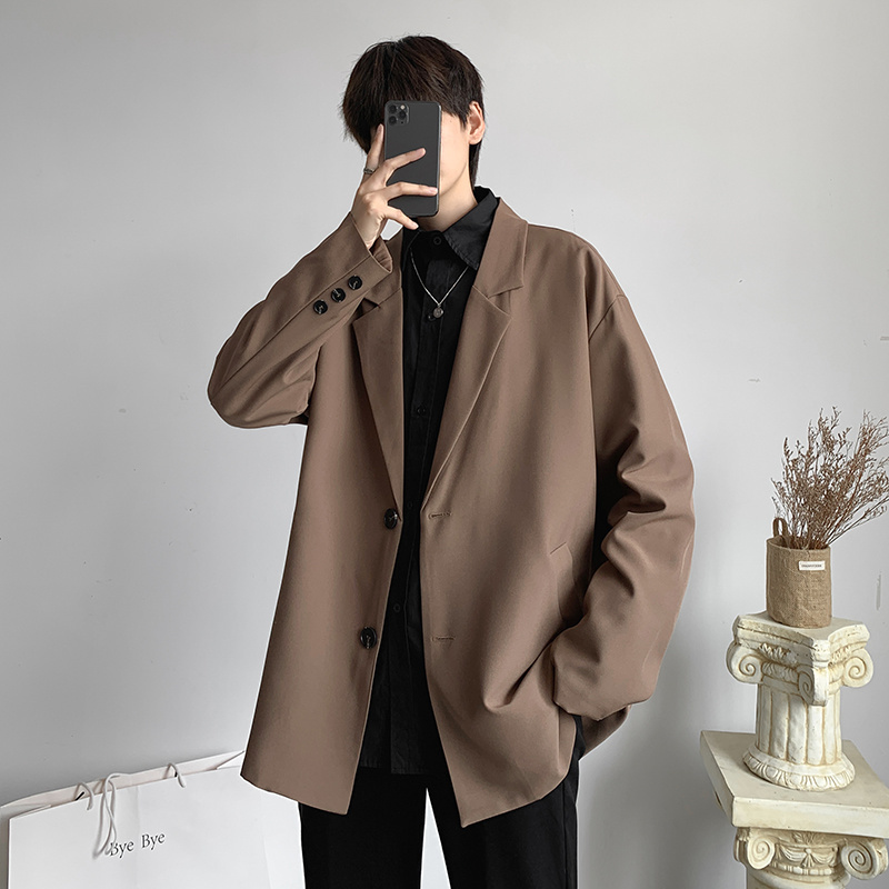 Casual Blazer for Men, Spring and Autumn, Korean Style, Trendy, Cool and Stylish, ins Hong Kong Style, Loose Retro Suit