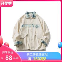 2021 Spring and Autumn Corduroy Jacket Female Harajuku Style Letters Loose Lapel Jackets National Tide