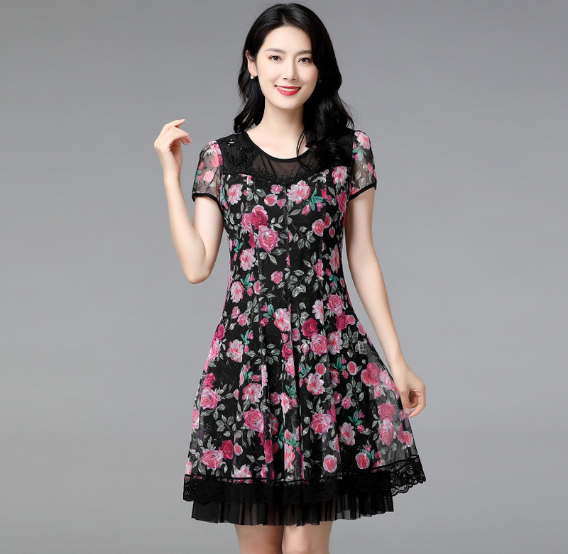 Elegant Mother's Dress for Women, Summer, High-End, Petite, Classy, Stylish, Plus Size, Silk, Middle-Aged Dress