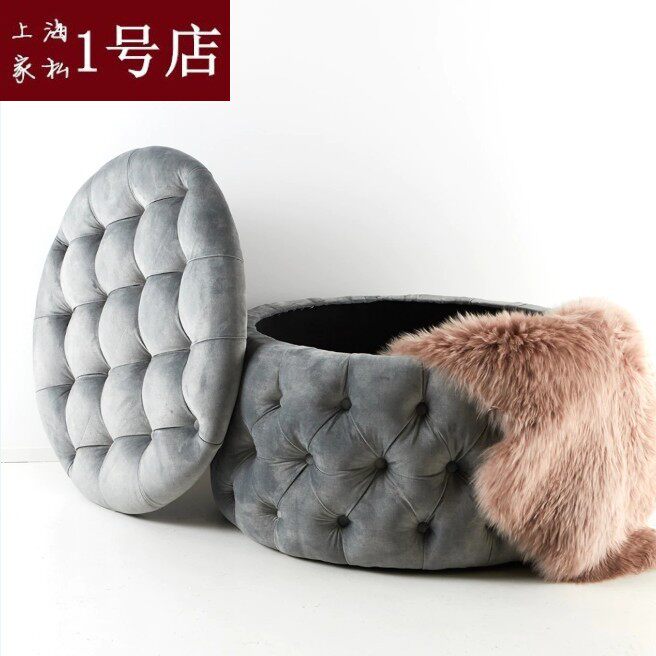 American round velvet shoe changing stool cloakroom stool clothing store sofa stool footstool storage stool cloth pier round stool