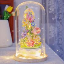 Senbao Huayan Tea Music Box Building Blocks Bouquet Music Box Assembled Girls Toy Valentines Day Birthday Gift