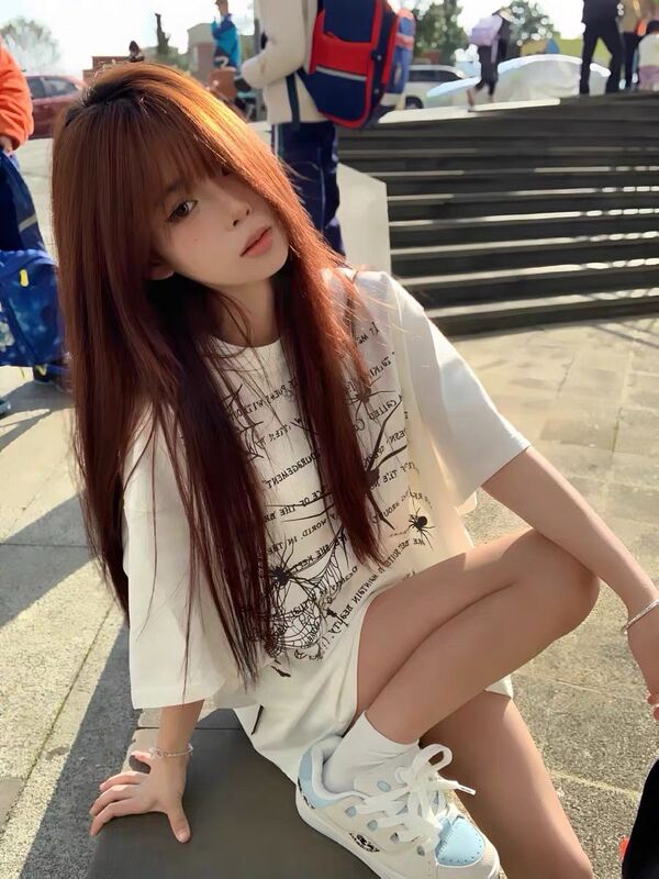 American-Style Spider Oversize Pure Cotton Short-Sleeve T-Shirt for Women, Summer Design, Niche Trendy Brand, High Street Couple's Top